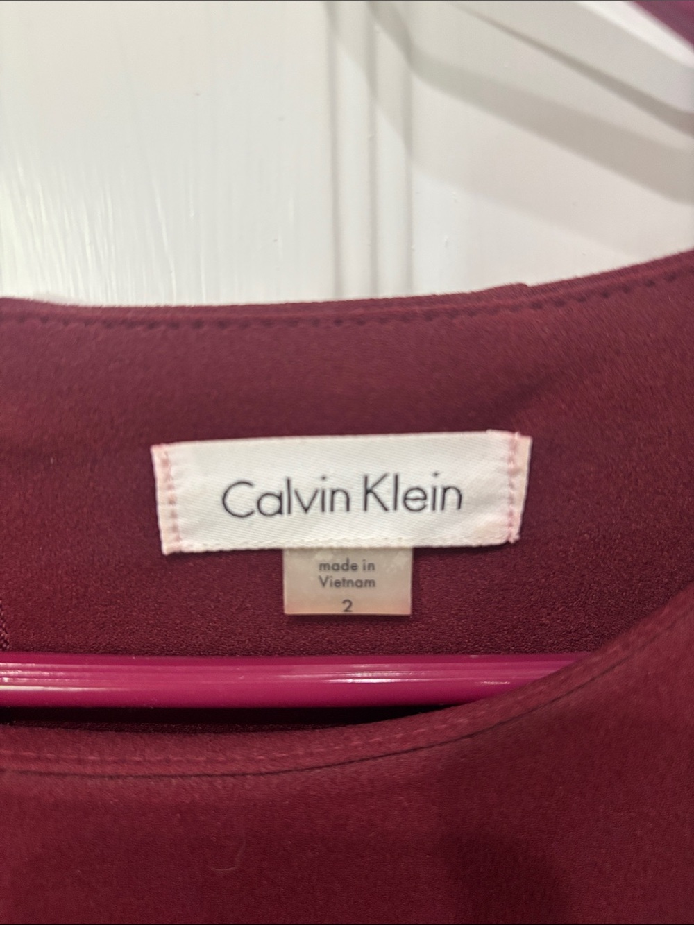 Calvin Klein Burgundy Bell-Sleeve Sheath Dress - Picture 2 of 3